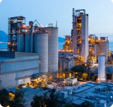 Modern manufacturing plant with industrial tanks